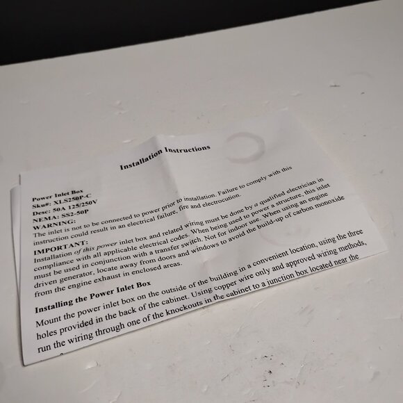 INTERTEK 50 Amp Generator Inlet Box 125/25c Volt RV/EV X1S250PC SS2-50P - Picture 11 of 15